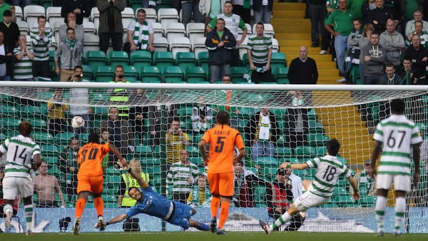 Sung Yeung Ki scores Celtic's goal from the penalty spot