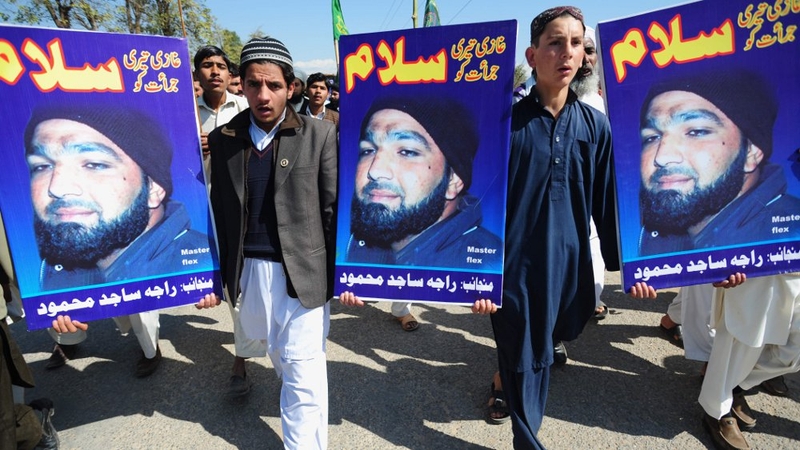 Supporters of Malik Mumtaz Hussain Qadri at a rally in March