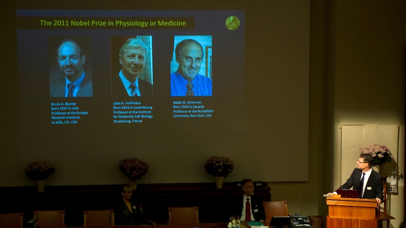 Steinman (pictured third from left) died last week before the prize was announced