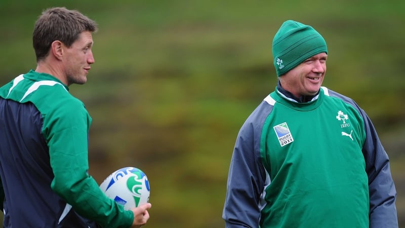 Ronan O'Gara and Declan Kidney - The Ireland out-half and head coach at training today