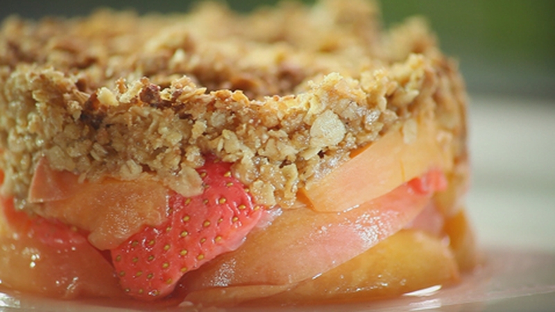 Peach, Strawberry and Basil Crumble: Catherine Fulvio