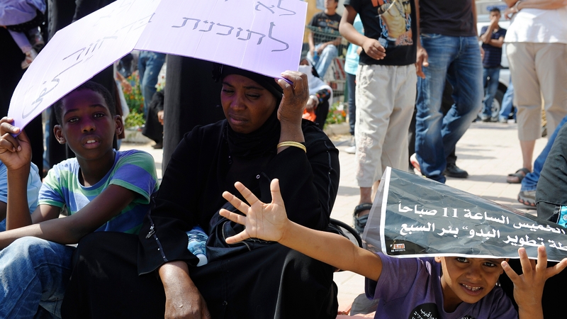 Bedouins living in Israel's southern Neguev Desert protest against the Israeli government's policy
