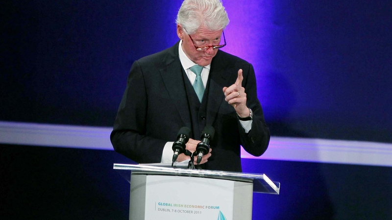 Bill Clinton addressing the Global Irish Economic Forum at Dublin Castle