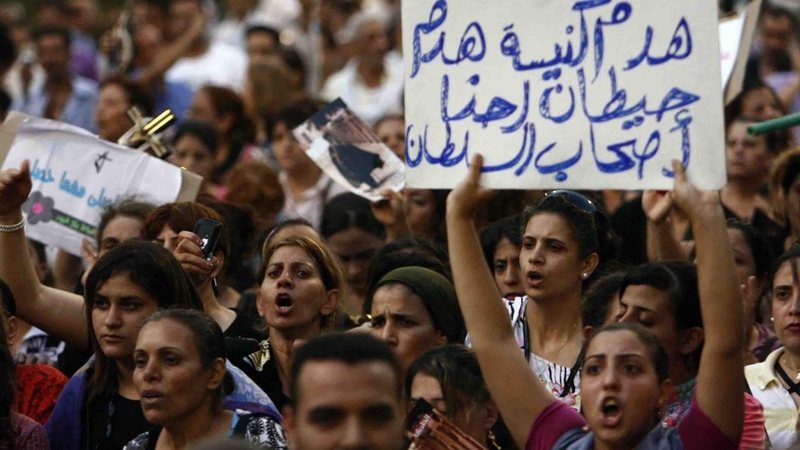 Hundreds of Christian Copts protested last week over the partial demolition of a church in Aswan