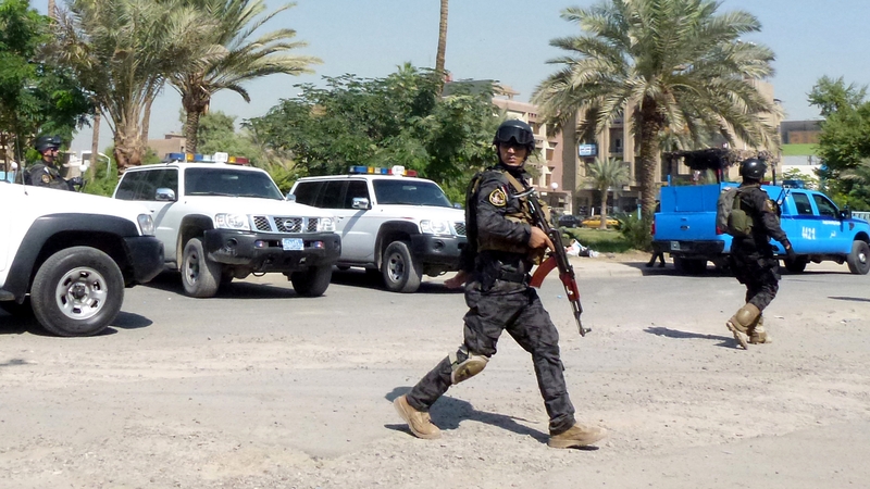 Iraqi special security forces take position after a series of attacks earlier this week