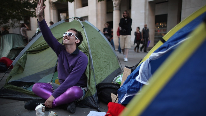 Protesters spend second night outside St Paul's Cathedral, London