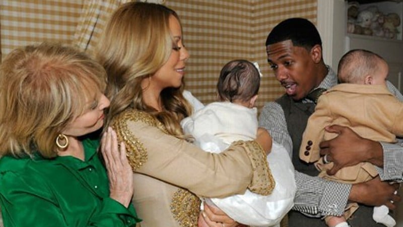 Carey and Cannon introduce Barbara Walters to their six-month old twins. (ABC News)