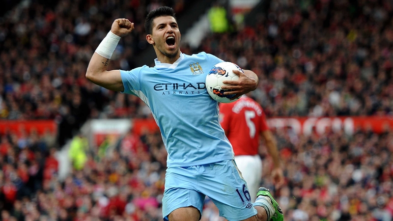 Sergio Aguero hit one of the six Manchester City goals at Old Trafford