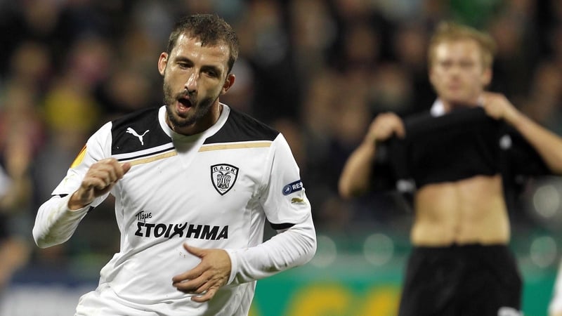 Rovers beaten - Georgos Fotakis celebrates scoring PAOK's second