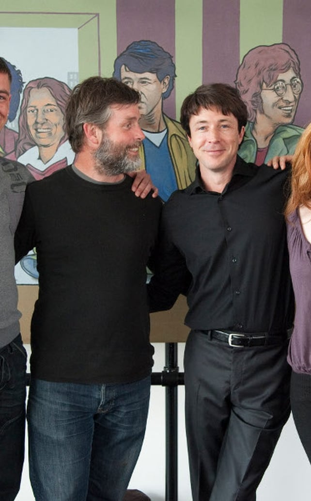 Director David Caffrey with Aidan Gillen