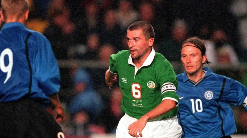 Roy Keane in action against Estonia at Lansdowne Road in 2000