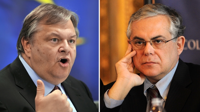 Finance minister Venizelos (left) stays in Lucas Papademos' new government