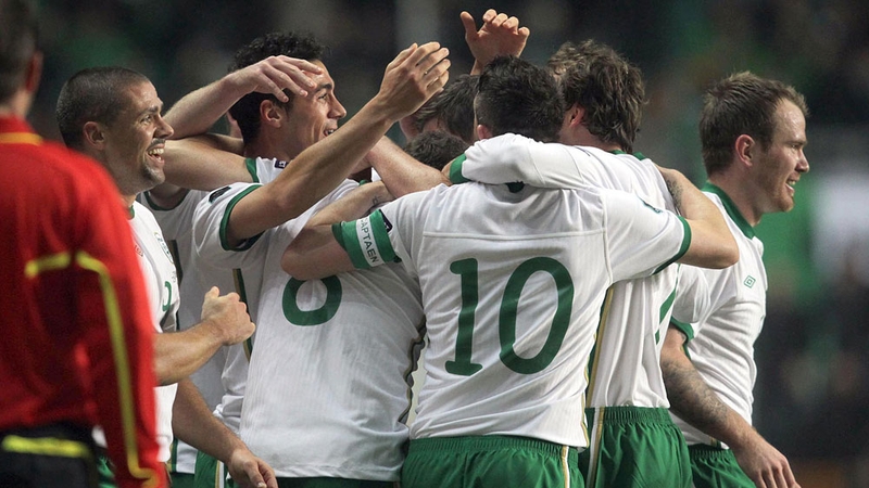 Euro 2012 - The Irish players celebrate Keith Andrews' goal