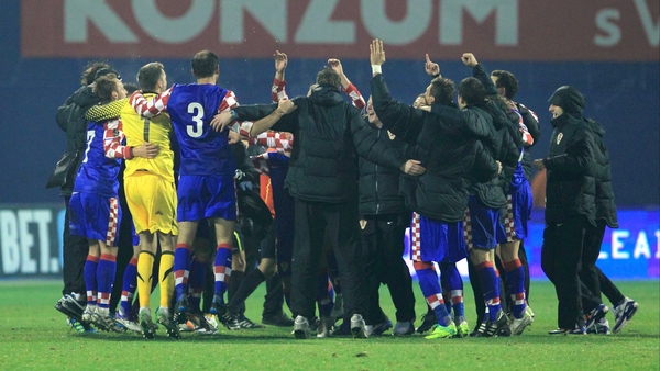 Croatia players and management celebrate qualification to Euro2012