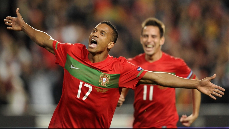 Nani celebrates his goal in Portugal's 6-2 victory over Bosnia-Herzegovina