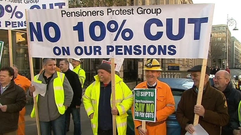 Protest against cuts to pensions for workers at Tara Mines