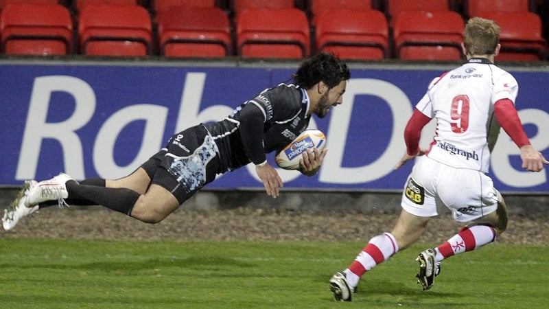 Troy Nathan - Crosses the line for Glasgow