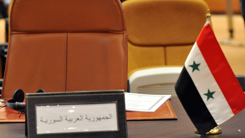 The empty chair of Syria is pictured during a meeting of Arab nations earlier this month