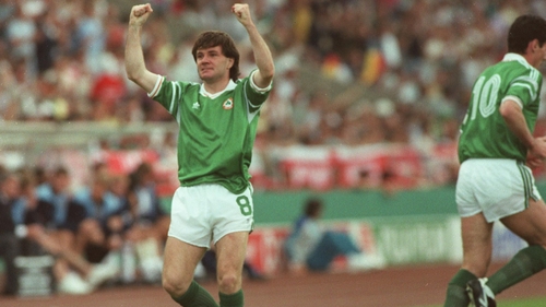 Ireland wore green when they beat England in Stuttgart and Italy at Giants Stadium - Ray Houghton played in those two games as well...