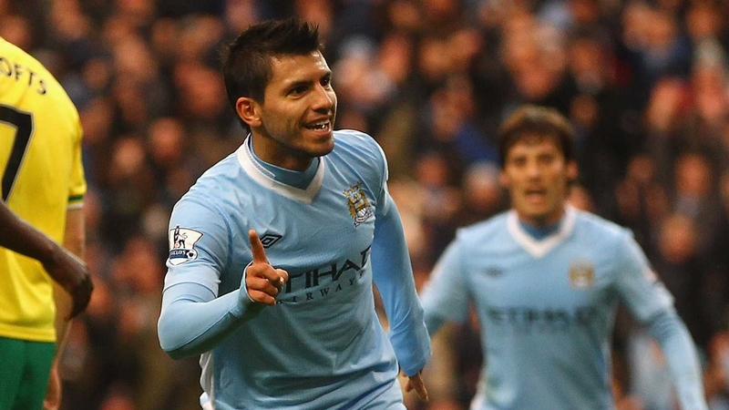 Sergio Aguero - On target again as City beat Norwich 5-1