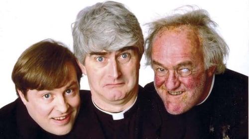 Dermot Morgan with his Father Ted co-stars Ardal O'Hanlon and Frank Kelly
