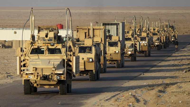The final section of the last American military convoy to depart Iraq from the 3rd Brigade, 1st Cavalry Division