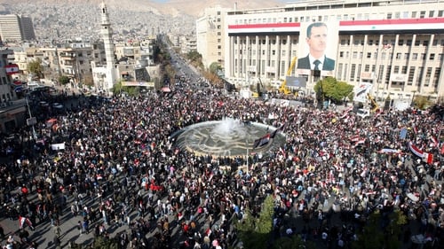 A pro-government protest held in Damascus