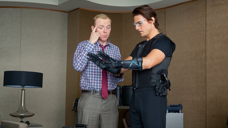 Simon Pegg and Tom Cruise in Mission Impossible: Ghost Protocol