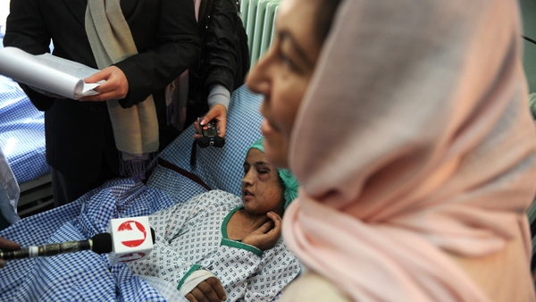 Sahar Gul speaks to the press