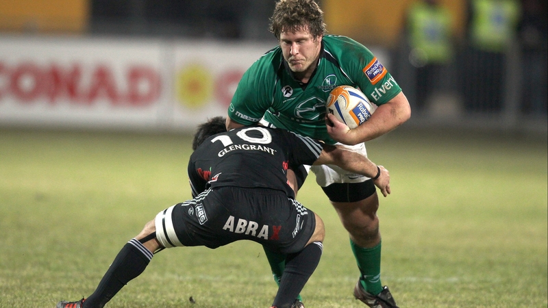 Dylan Rogers of Connacht is tackled by Luciano Orquera