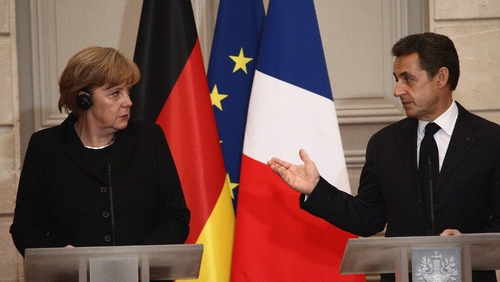 German Chancellor Angela Merkel and French President Nicolas Sarkozy