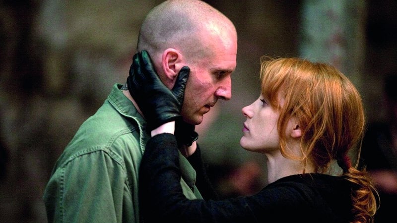 Coriolanus is wooed by wife, Virgilia (Jessica Chastain)