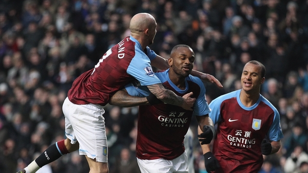 Darren Bent was on target for Aston Villa in a match where seven Irish players saw action