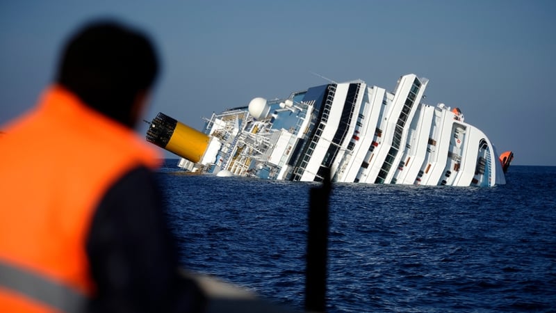 The cruise ship ran aground and keeled over off the island of Giglio