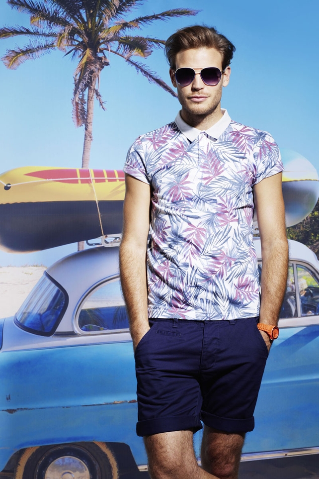 Sunglasses €6.99, polo €17.99, chino shorts €17.99, watch €11.99