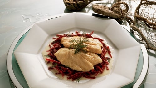 Sea Trout with Baked Rhubarb, Blanched Samphire: MasterChef