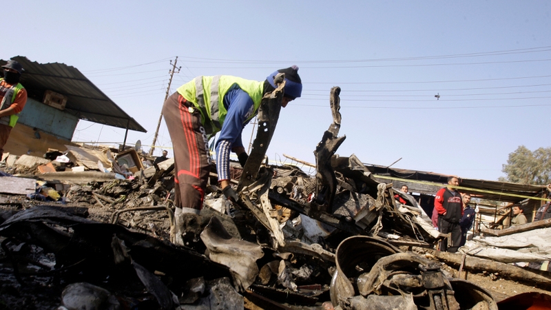 The bomb exploded near a market and police station