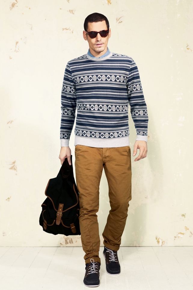 The printed jumpers of A/W are still relevant in springtime and canvas bags are still key