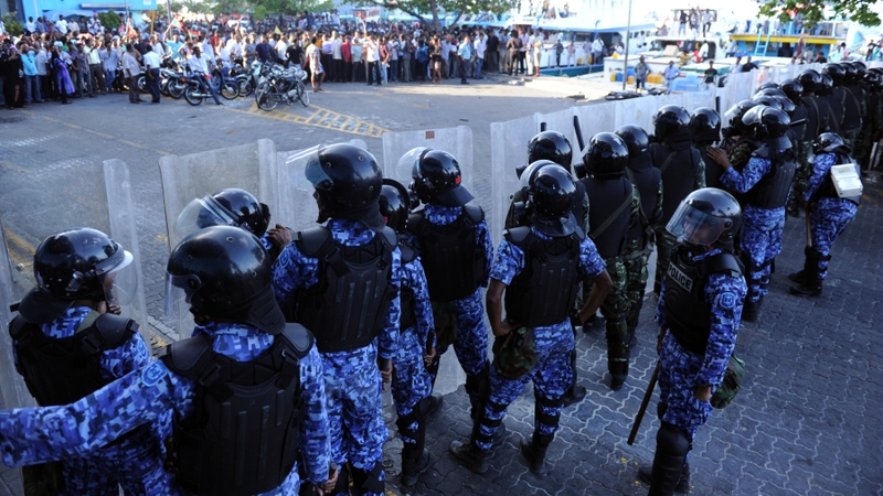 Police and MDP supporters clashed in Male this afternoon