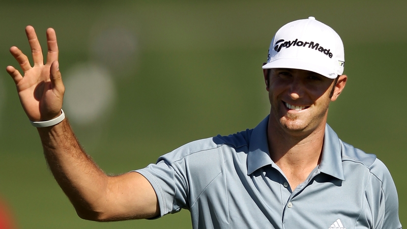 Dustin Johnson shares a three-way lead of the Pebble Beach National Pro-Am after the first 18 holes