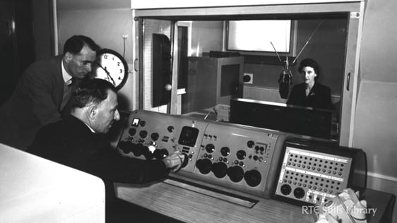 Continuity Studio, GPO: official opening Jim Power, Michael Keyes, Minister of Posts and Telegraphs…