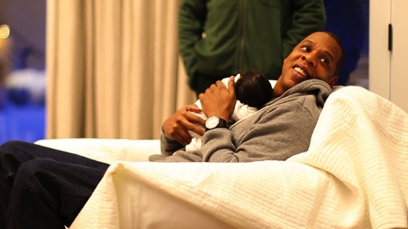 Proud Daddy Jay Z with his baby daughter.