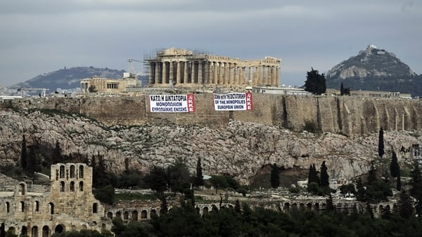 Banners hung by members of a communist party