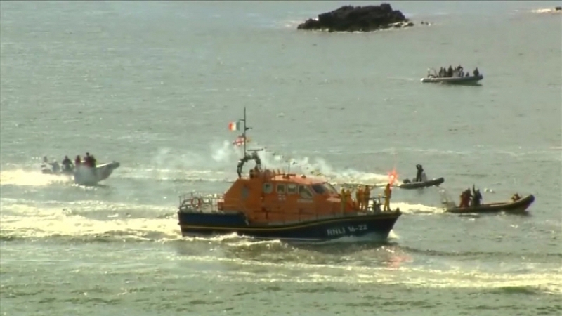A lifeboat was dispatched to the scene where four children had become stranded