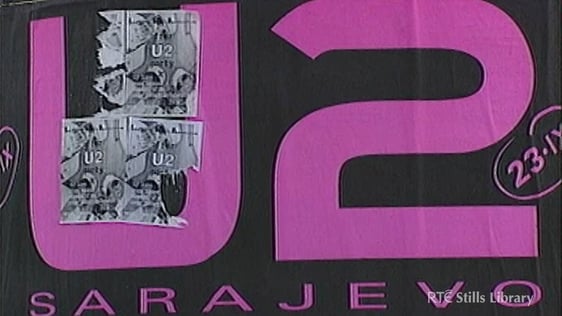 U2 poster in Sarajevo (1997) © RTÉ Stills Library 3036/033