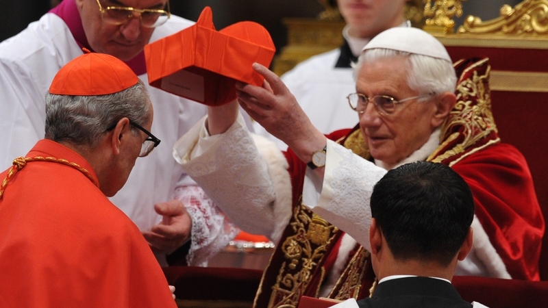 Pope Benedict presented each man with their rings and red birettas