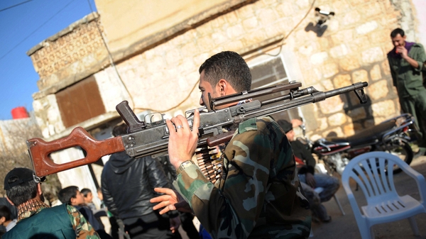 Free Syrian Army fighters have gathered in Idlib, in northwestern Syria
