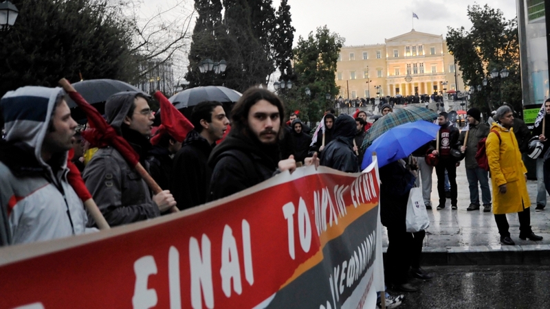 Around 5,700 demonstrators joined protests against the bailout deal