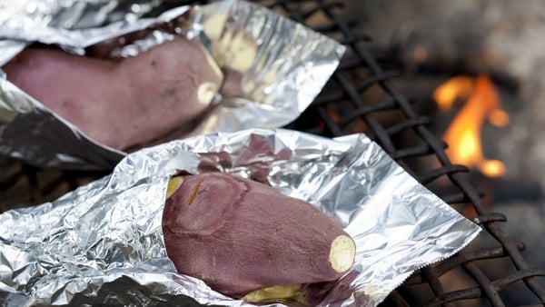 Baked sweet potatoes with zingy grilled broccoli a
