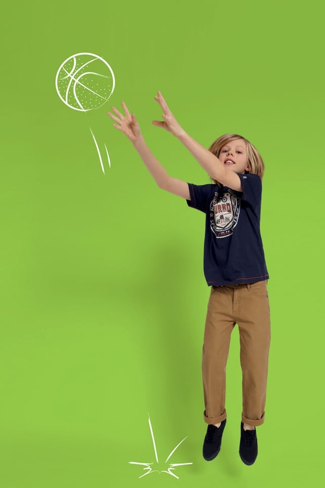 7B discharge print tee €5 Chinos €7 younger older kids canvas €3